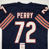 Autographed/Signed William Perry The Refrigerator Chicago Blue Jersey JSA COA