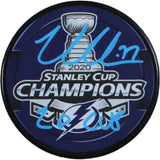 Victor Hedman Autographed Tampa Bay Lightning 20 SC Champ Puck Fanatics 53819
