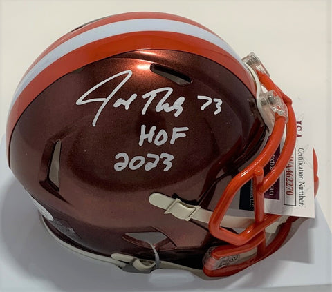 Cle Browns JOE THOMAS Signed Riddell FLASH Speed Mini Helmet AUTO w/ HOF '23 JSA