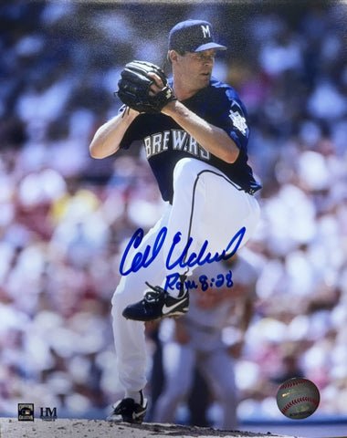 CAL ELDRED Signed 8x10 Photo #1 - Milwaukee Brewers MLB - AUTO