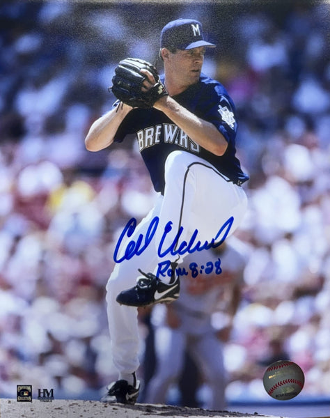 CAL ELDRED Signed 8x10 Photo #1 - Milwaukee Brewers MLB - AUTO