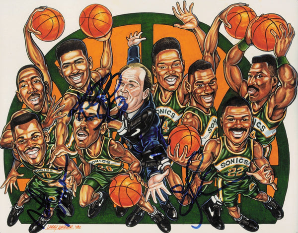 Sam Perkins, George Karl & Nate McMillan Autographed 8x10 Photo 244839