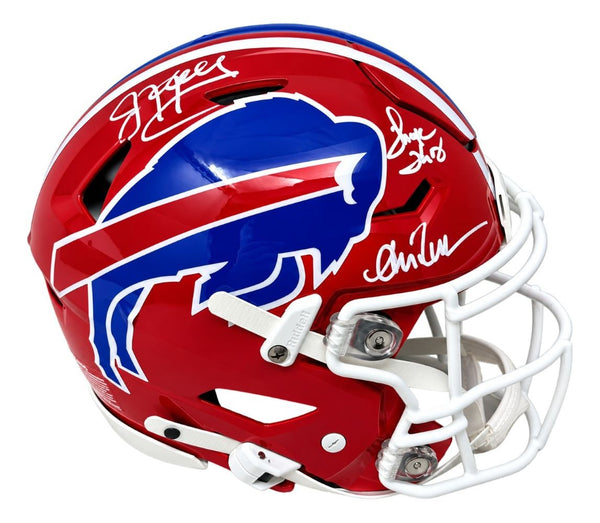 Jim Kelly Thomas Reed Signed Bills FS T/B Authentic SpeedFlex Helmet JSA QR