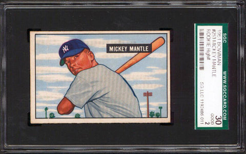 Yankees Mickey Mantle 1951 Bowman #253 Rookie Card Graded Good 2 SGC Authentic