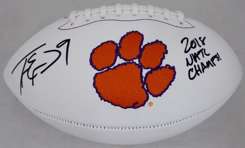 Travis Etienne Auto Clemson Tigers White Logo Football 2018 Natl Champs! Beckett
