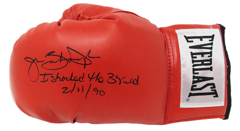 JAMES Buster DOUGLAS Signed Red Boxing Glove w/I Shocked The World 2-11-90 -SS