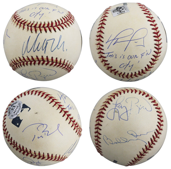 Boston Strong (5) Damon, Brady, Ortiz, Orr & Bird Signed Baseball BAS #T71331
