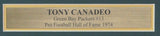 Tony Canadeo HOF Autographed 8x10 Photo Green Bay Packers Framed JSA 180979