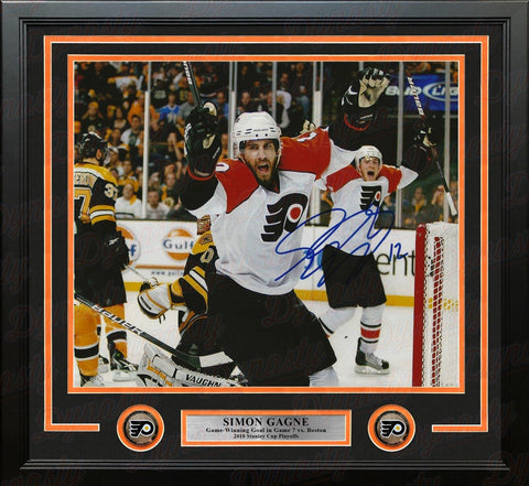 Simon Gagne Flyers GWG Game 7 Autographed 11x14 Framed Photo JSA PSA Pass
