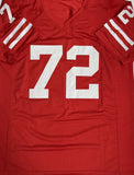 Badgers JOE THOMAS Signed Custom Replica Red WI Jersey AUTO - Browns HOF - JSA