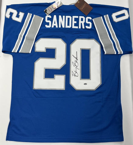 Detroit Lions Legend Barry Sander Signed Mitchell & Ness Blue Jersey AUTO - SCH