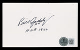 Blackhawks Dave Wilcox "#4 H.O.F. 1970" Signed 3x5 Index Card BAS #BT03672
