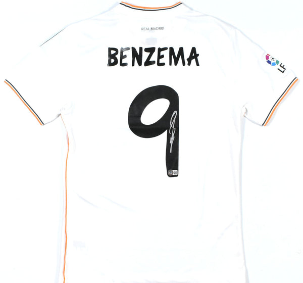 Karim Benzema Signed Real Madrid FC Home White Soccer Jersey #9 Beckett Hologram