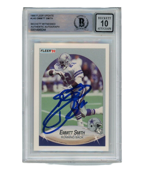 Emmitt Smith Autographed 1990 Fleer U-40 Card Grade 10 Auto Beckett 39443