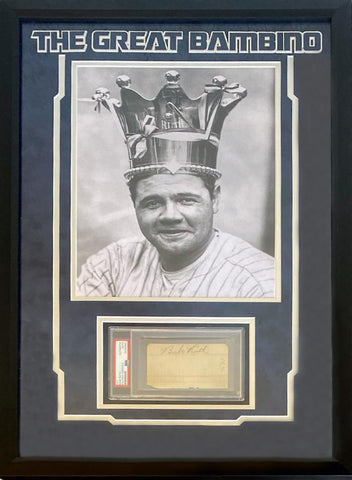 BABE RUTH Yankees 16" x 20" Photograph Framed Authentic Cut Signature PSA/DNA