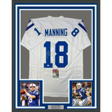 Framed Autographed/Signed Peyton Manning 33x42 Indianapolis White Jersey JSA COA