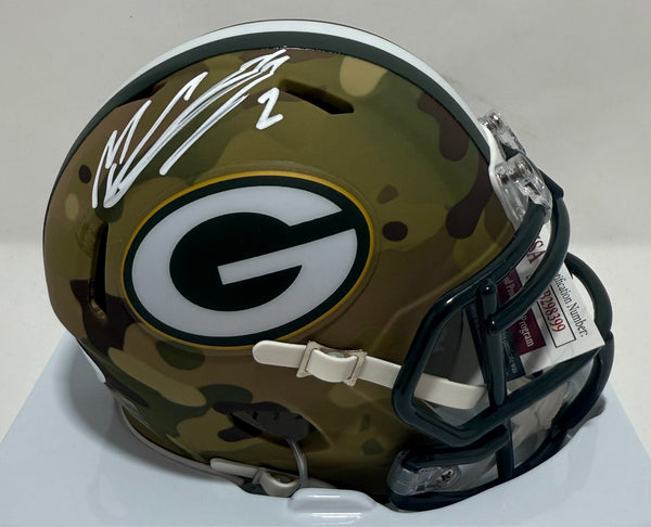 Packers SB XLV Champ MASON CROSBY Signed Riddell Camo Mini Helmet AUTO - JSA