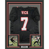 FRAMED Autographed/Signed MICHAEL MIKE VICK 33x42 Atlanta Retro Jersey JSA COA