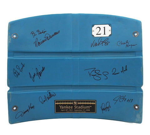 1996 Team Autographed/Signed Yankees Stadium Blue Seat Back - Strawberry, Raines
