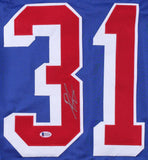 Ondrej Pavelec Signed New York Rangers Jersey (Beckett COA) Veteran Goaltender