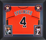 George Springer "17 WS MVP" Authentic Signed Orange Pro Style Framed Jersey JSA