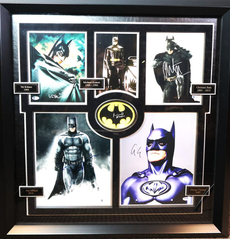 Batman collage signed by V. Kilmer, M. Keaton, C. Bale, B. Affleck, G. Clooney
