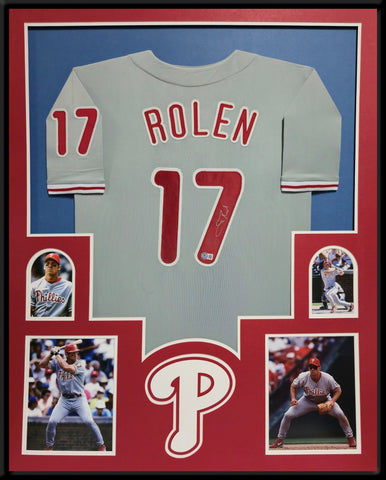 FRAMED PHILADELPHIA PHILLIES SCOTT ROLEN AUTOGRAPHED SIGNED JERSEY BECKETT HOLO