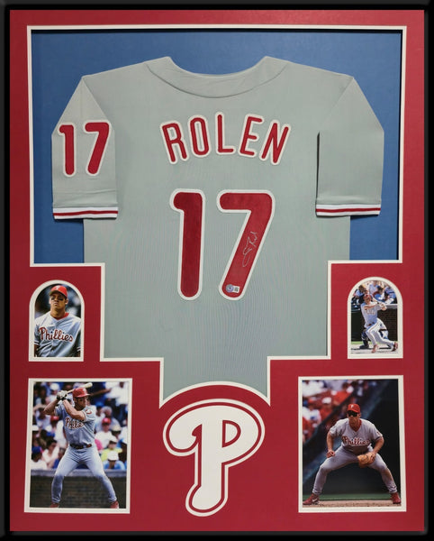 FRAMED PHILADELPHIA PHILLIES SCOTT ROLEN AUTOGRAPHED SIGNED JERSEY BECKETT HOLO