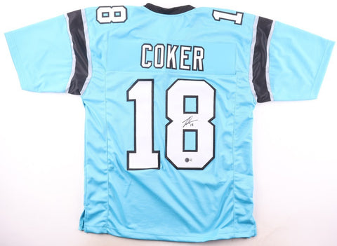 Jalen Coker Signed Panthers Blue Road Jersey (Beckett) Carolina Wide Receiver