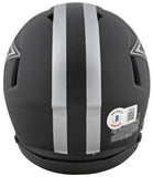 Cowboys Dak Prescott Signed Eclipse Speed Mini Helmet w/ Silver Sig BAS Witness