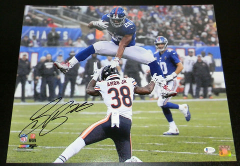 SAQUON BARKLEY AUTOGRAPHED SIGNED NEW YORK GIANTS HURDLE 16x20 PHOTO BECKETT