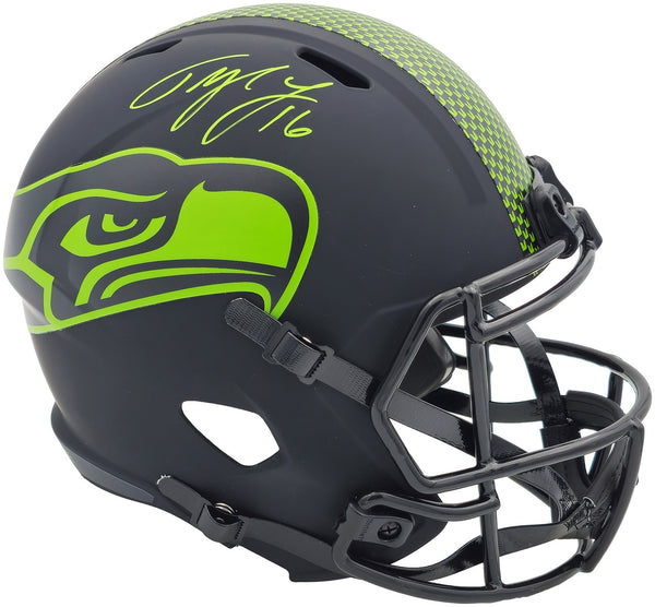 TYLER LOCKETT AUTOGRAPHED SEAHAWKS ECLIPSE BLACK FULL SIZE HELMET MCS 236379