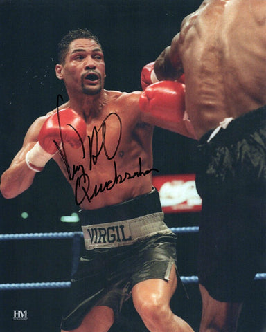Virgil Hill Signed Boxing Action 8x10 Photo w/Quicksilver - (SCHWARTZ COA)
