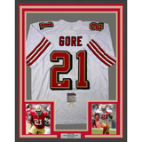 Framed Autographed/Signed Frank Gore 33x42 San Francisco White Jersey JSA COA