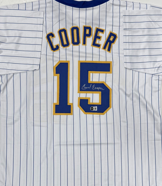 CECIL COOPER Signed Custom Replica PINSTRIPE Brewers Jersey AUTO - BAS
