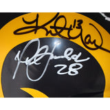 Kurt Warner Marshall Faulk Dick Vermiel LA Rams Mini Helmet Beckett 42293