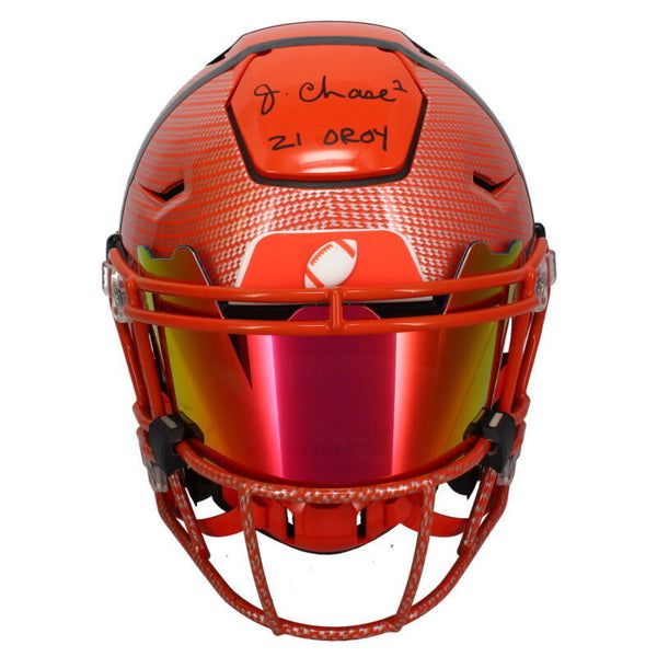 authentic w & j football helmets Ja'Marr Chase Autographed "21 OROY" Hydro Speed Flex Authentic Helmet – Super Sports Center