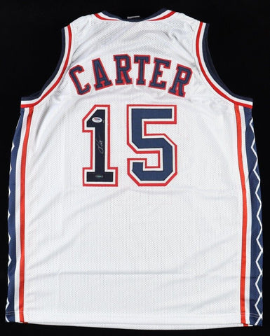 Vince Carter Signed Nets Jersey (PSA & Mounted Memory) 1999 NBA Rookie o/t Year.