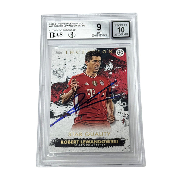 Robert Lewandowski Signed 2020-21 Topps Inception UCL - BGS 9 AUTO 10