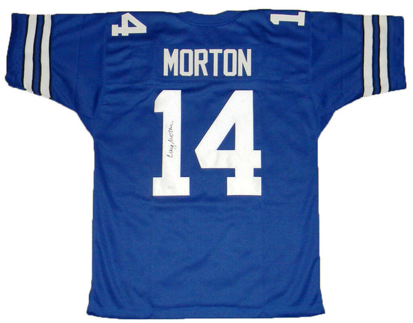 CRAIG MORTON SIGNED AUTOGRAPHED DALLAS COWBOYS #14 BLUE THROWBACK JERSEY JSA