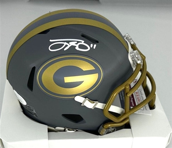 Packers Receiver JAYDEN REED Signed Riddell SLATE Speed Mini Helmet AUTO - BAS