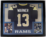 Kurt Warner Signed St. Louis Rams 35x43 Framed Jersey (Beckett) Super Bowl XXXIV