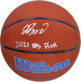 Jalen Suggs Magic Signed Wilson Team Logo Basketball w/"2021 #5 Pick" Insc