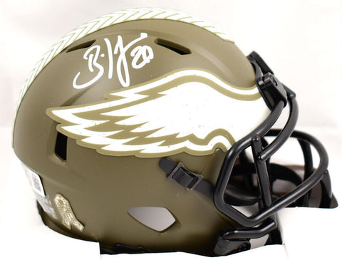 Brian Dawkins Autographed Eagles Salute to Service Speed Mini Helmet- Beckett
