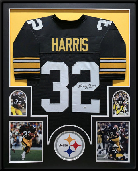 CUSTOM FRAMED PITTSBURGH STEELERS FRANCO HARRIS AUTOGRAPHED JERSEY TSE COA