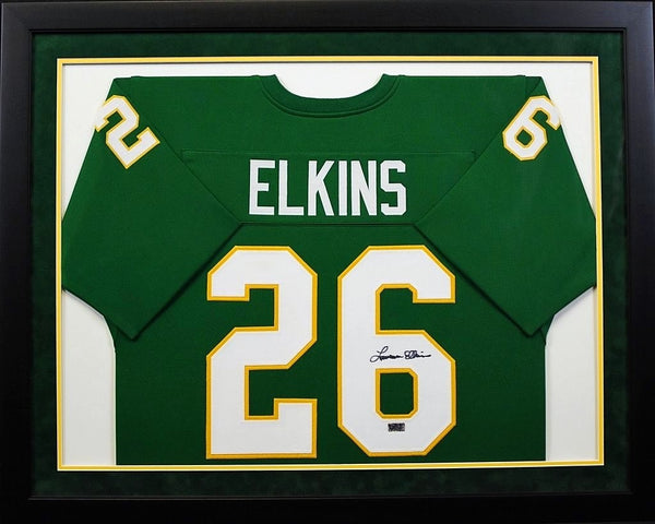 LAWRENCE ELKINS SIGNED BAYLOR BEARS #26 GREEN FRAMED JERSEY COA