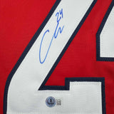 Framed Autographed/Signed Connor McMichael 35x39 Washington Red Jersey BAS COA