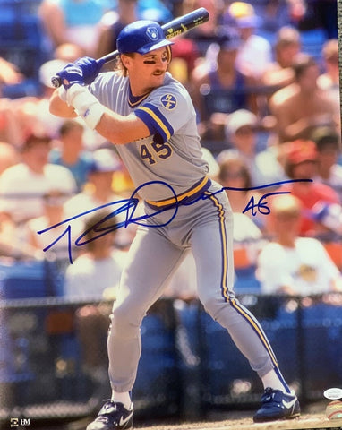 Milw Brewers Outfielder ROB DEER Signed 16X20 Action Photo #7 AUTO - JSA
