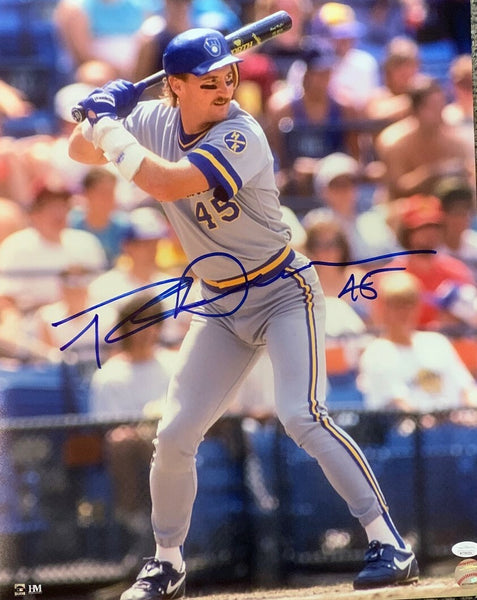 Milw Brewers Outfielder ROB DEER Signed 16X20 Action Photo #7 AUTO - JSA