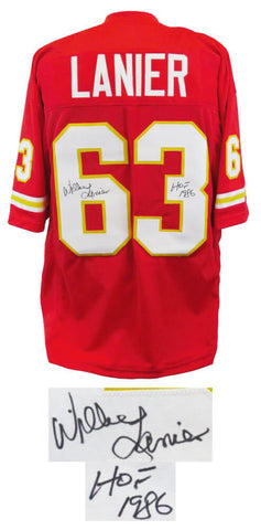 Willie Lanier Signed Red Throwback Custom Football Jersey w/HOF'86 -SCHWARTZ COA